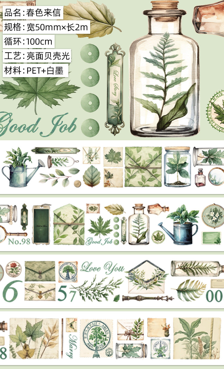 New pet Journal tape flower special material autumn letter simple full roll material shell optical flow hemp Journal tape
