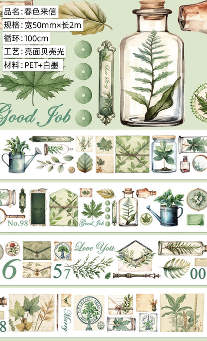 New pet Journal tape flower special material autumn letter simple full roll material shell optical flow hemp Journal tape