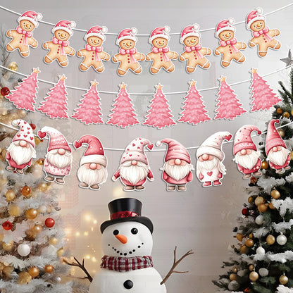 Amazon New Product Party Supplies Christmas Flag Set Christmas Garland Banner Venue Decoration
