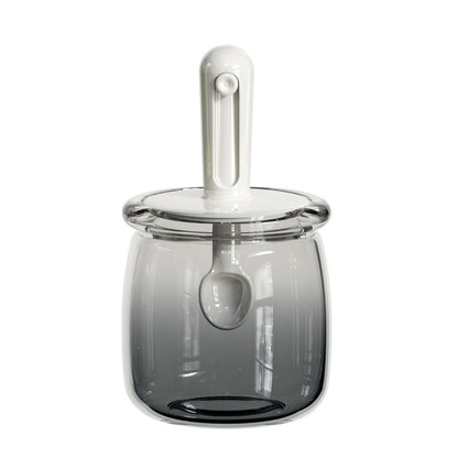 Retractable Seasoning Box Glass Kitchen Seasoning Jar Spoon Lid Integrated Monosodium Glutamate Seasoning Jar Household Salt Jar Seasoning Bottle suit