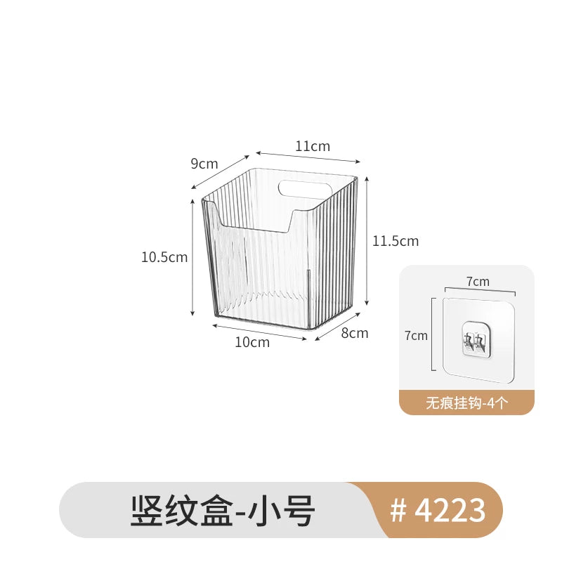 Desktop Wall Hanging Storage Box with Transparent Acrylic Cosmetics Bathroom Stationery Station Kitchen Storage Rack Bedside