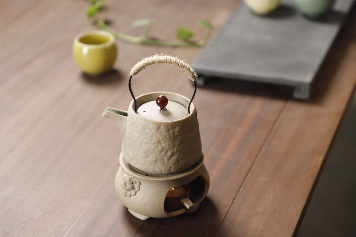Yuerui New Rustic Pottery Constant Temperature Alcohol Tea Brewing Pot Set with Handle, Balcony Tea Brewing Stove Complete Set Wholesale Pottery