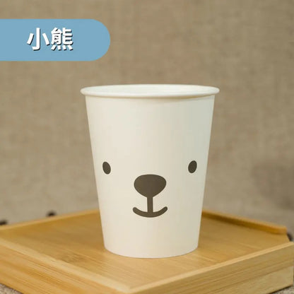 Disposable Paper Cups with Cute Cartoon Patterns for Commercial, Office, and Home Use, Food-Grade, 250ml, Thickened