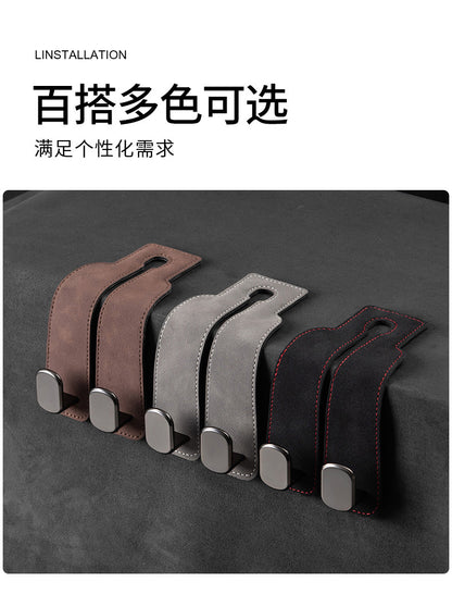 Car rear seat storage small hook turned leather zinc alloy ABS car double hook
