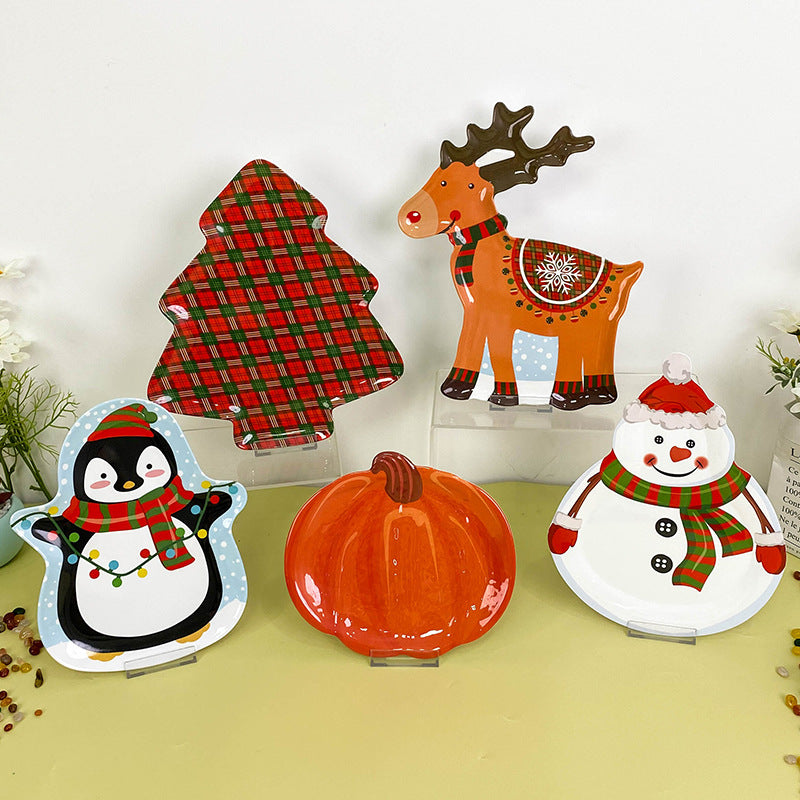 Wanshan melamine plate factory wholesale cross-border European and American dried fruit snack plate home creative pumpkin shape Christmas plate