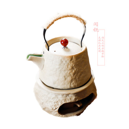 Yuerui New Rustic Pottery Constant Temperature Alcohol Tea Brewing Pot Set with Handle, Balcony Tea Brewing Stove Complete Set Wholesale Pottery