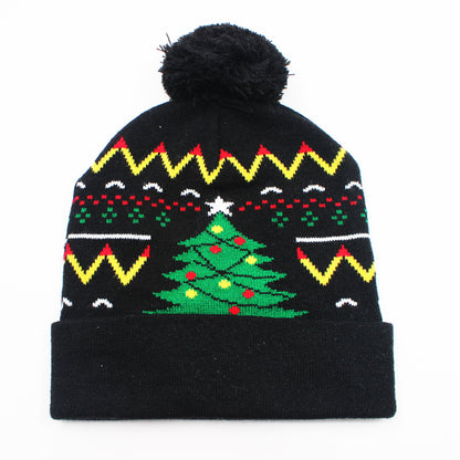 Korean Internet Celebrity Style Snowflake Christmas Hat, Warm and Cold-Proof Women's Knitted Hat with Pom-Pom, Ear-Protecting Yarn Hat, Light Luxury Style