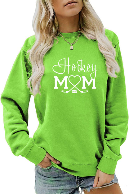 Amazon Wish Independent Station Fashionable Simple Hockey Mom Letter Fun Printed Women's Casual Sweatshirt