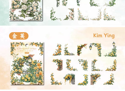 Carefully Selected Retrostory Corner Stickers Ins Style Flower Collage DIY Border Handbook Landscaping Decoration Material Stickers