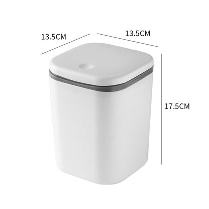 Small Desktop Trash Can for Home Office High-End Dormitory Press with Lid Mini Plastic Storage Trash Can