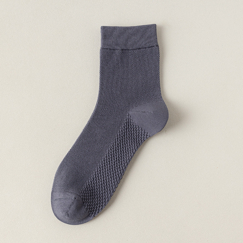 Zhuji socks men's mid-tube socks summer ultra-thin deodorant summer business spring and summer mesh stockings breathable sweat absorption