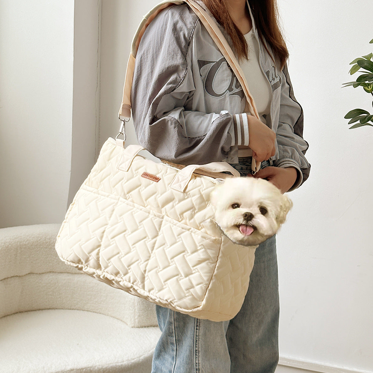 Cat Bag Outgoing Portable Breathable Shoulder Breathable Small Dog Bag Portable Lightweight Canvas Cat Pet Crossbody Backpack