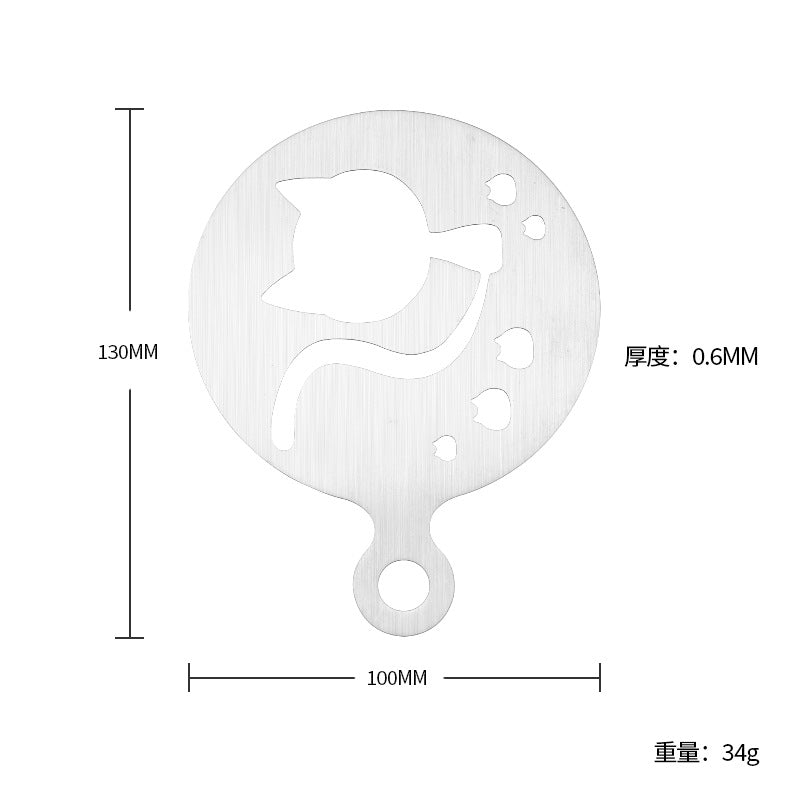 Factory Direct sales Christmas creative stainless steel coffee Garland piece mold portable coffee milk bubble spray flower printing template