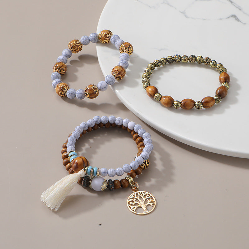 European and American Cross-Border Hot-Selling New Bohemian Bracelets Creative Tassel Multi-Layer Beaded Bracelets Fashion Jewelry