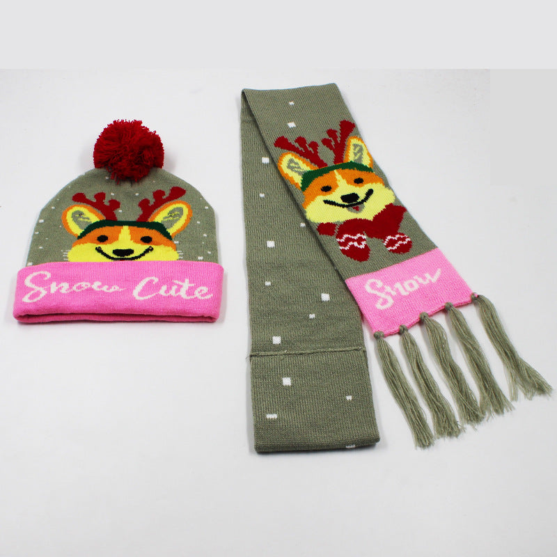 Korean Internet Celebrity Style Snowflake Christmas Hat, Warm and Cold-Proof Women's Knitted Hat with Pom-Pom, Ear-Protecting Yarn Hat, Light Luxury Style