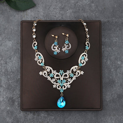 Korean Bride Necklace Earrings Two-piece Decorations Wedding Yarn Wedding Jewelry Wedding Accessories Dance Studio