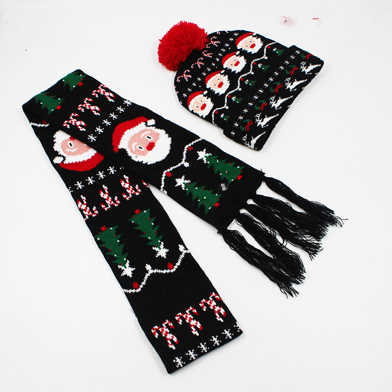 Korean Internet Celebrity Style Snowflake Christmas Hat, Warm and Cold-Proof Women's Knitted Hat with Pom-Pom, Ear-Protecting Yarn Hat, Light Luxury Style