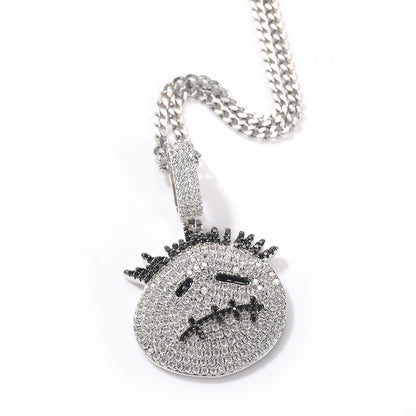 Gu Meng New Product Small Prickly Head Cartoon Hip Hop Men's Necklace Pendant European and American Street Fashion Brand Zircon Pendant