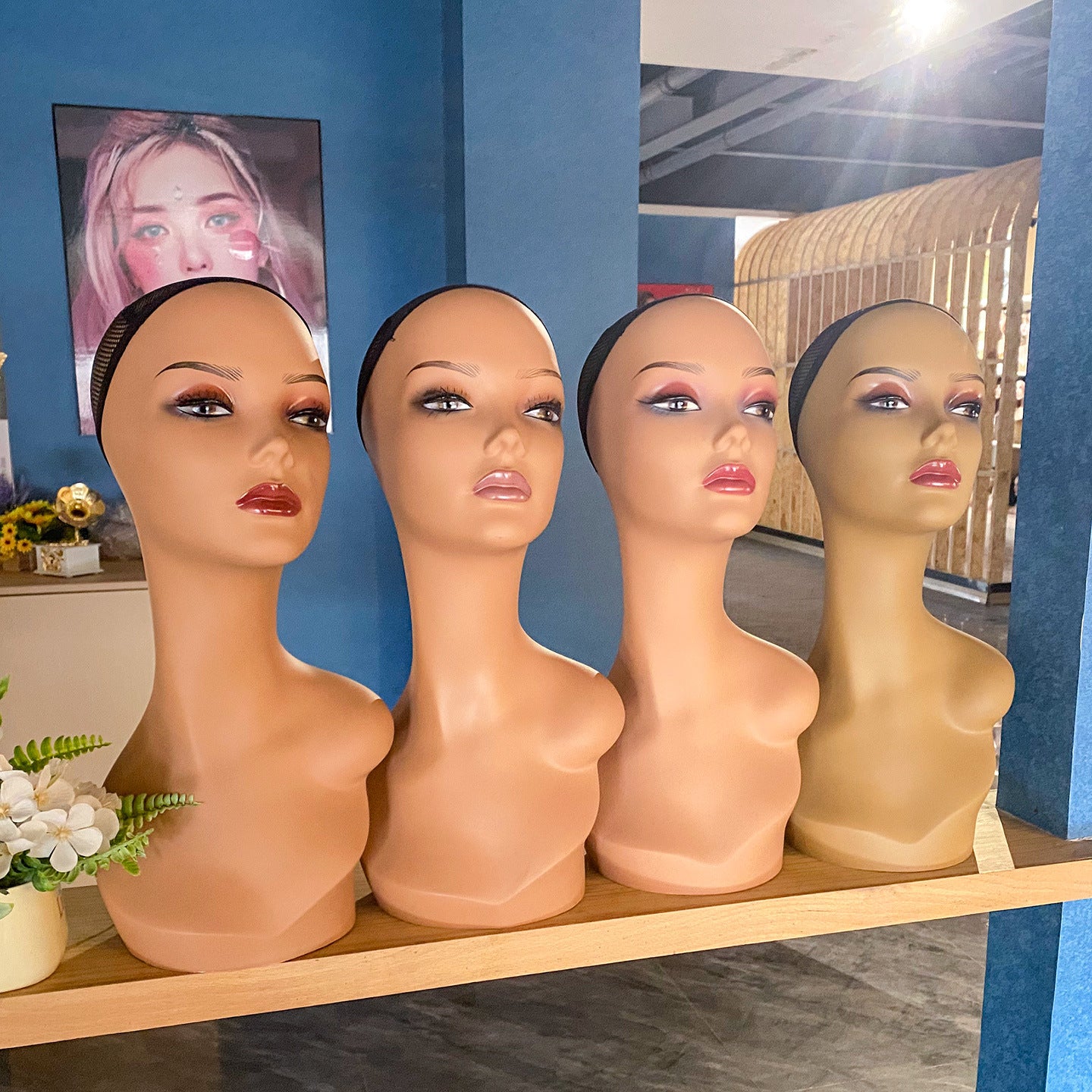 European and American wig model head shoulder model wig hat scarf jewelry window display props mannequin