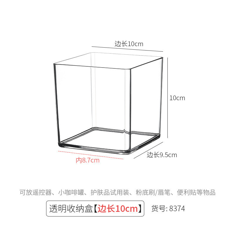 Desktop Storage Box Square Transparent Acrylic Flower Pot Sundries Cosmetics Stationery Notes Kitchen Workstation Height