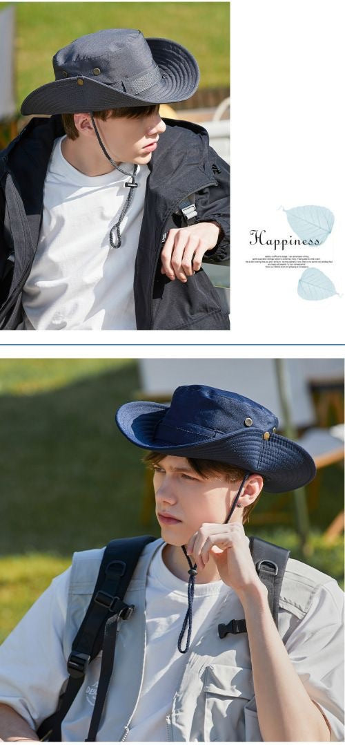 All-Match Western Denim Hat Men's and Women's Outdoor Mountaineering Summer Sun Hat Fishing Sunscreen Fisherman Hat Camping Breathable