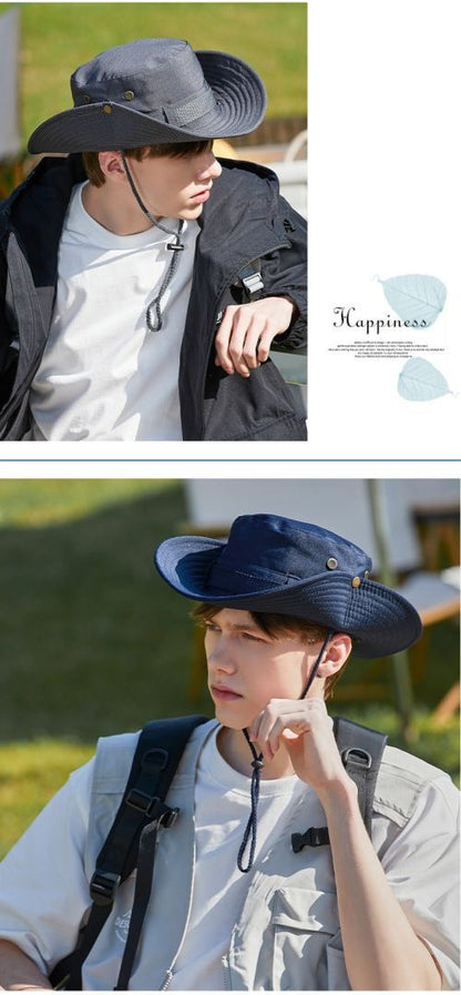 All-Match Western Denim Hat Men's and Women's Outdoor Mountaineering Summer Sun Hat Fishing Sunscreen Fisherman Hat Camping Breathable