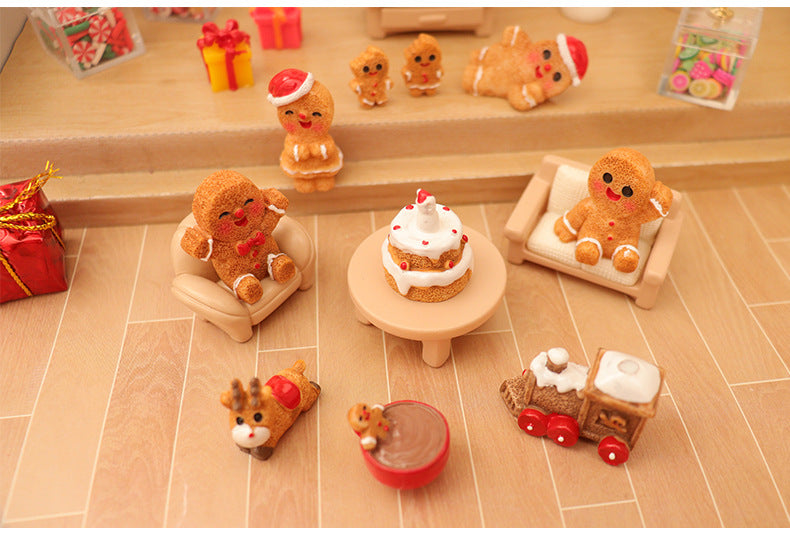 Dollhouse Doll House Snowman Christmas Tree Ginger Biscuit Man Decoration Scene Ornaments Model Christmas Wreath