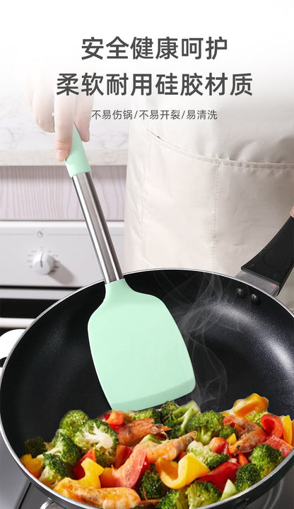 Silicone Frying Shovel Non-Stick Pan Frying Fish Shovel Leakage Shovel Household Kitchen Cooking Tools All-in-One Silicone Slant Leakage Shovel