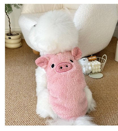 Winter New Ins Style fleece-lined Warm Pet Dog Cat Clothes Teddy Bixiong VIP Cartoon Embroidered Vest