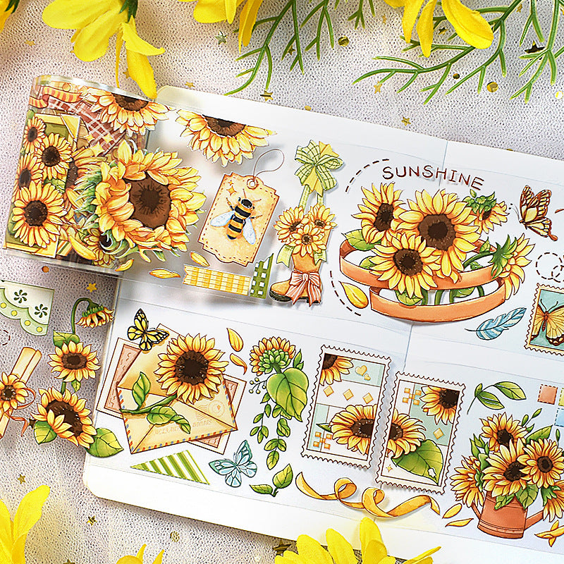 New pet Journal tape flower special material autumn letter simple full roll material shell optical flow hemp Journal tape