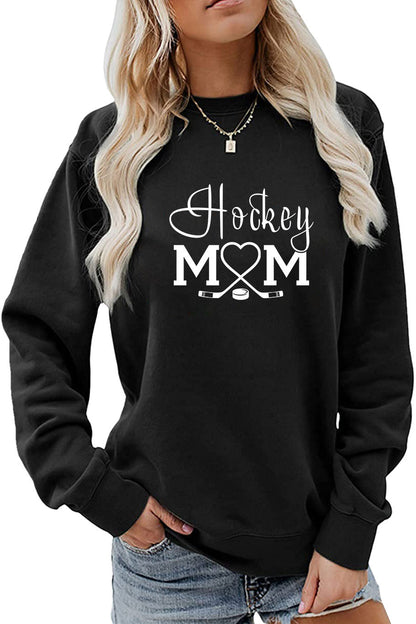 Amazon Wish Independent Station Fashionable Simple Hockey Mom Letter Fun Printed Women's Casual Sweatshirt