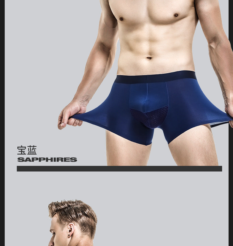 Men's Bullet-Style Spermatic Cord Separation Underwear, Ice Silk Pouch Boxer Briefs for Varicose Veins, Thin Style
