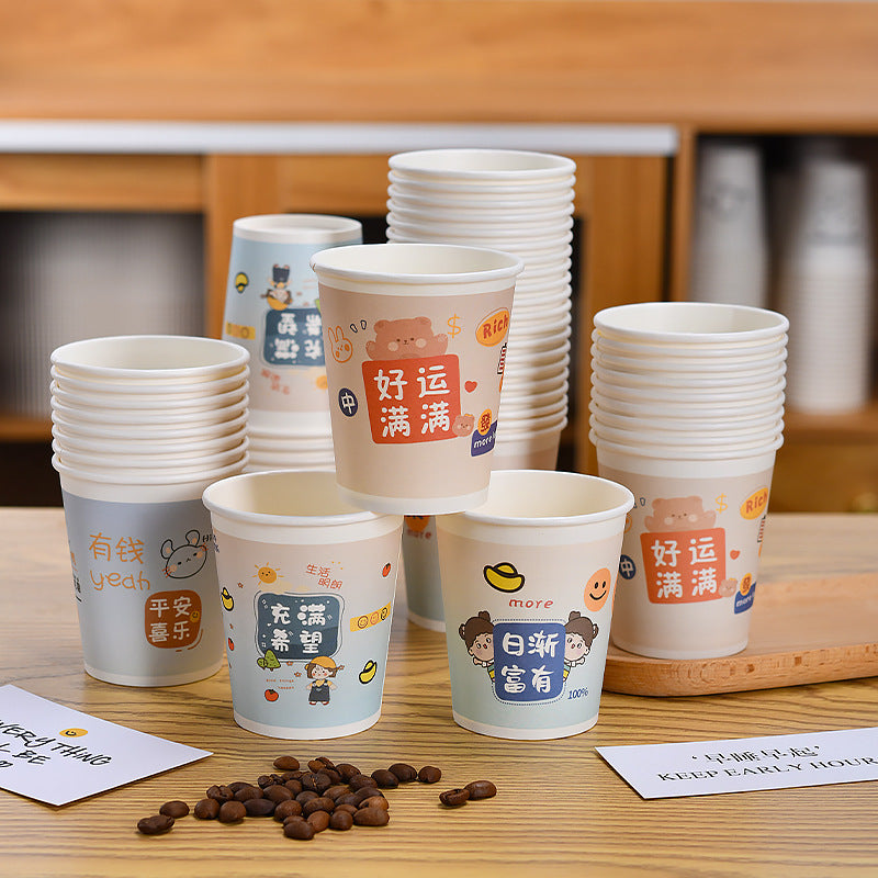 Disposable Thickened Household Food-Grade Paper Cups for Drinking Water, Making Tea, Entertaining Clients, Commercial Use, and Available for Wholesale