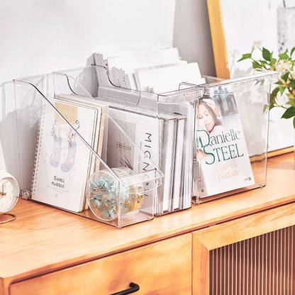 Desktop Storage Box Narrow Long Slim High Gap Transparent Acrylic Snack Kitchen Mirror Cabinet File Bathroom Cosmetics