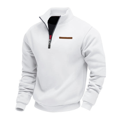 Cross-Border American Style Autumn and Winter Heavyweight Fleece Long-Sleeve Men's Sweatshirt with Half-Zip, Loose Fit, Stand Collar, Pullover Men's Sweatshirt