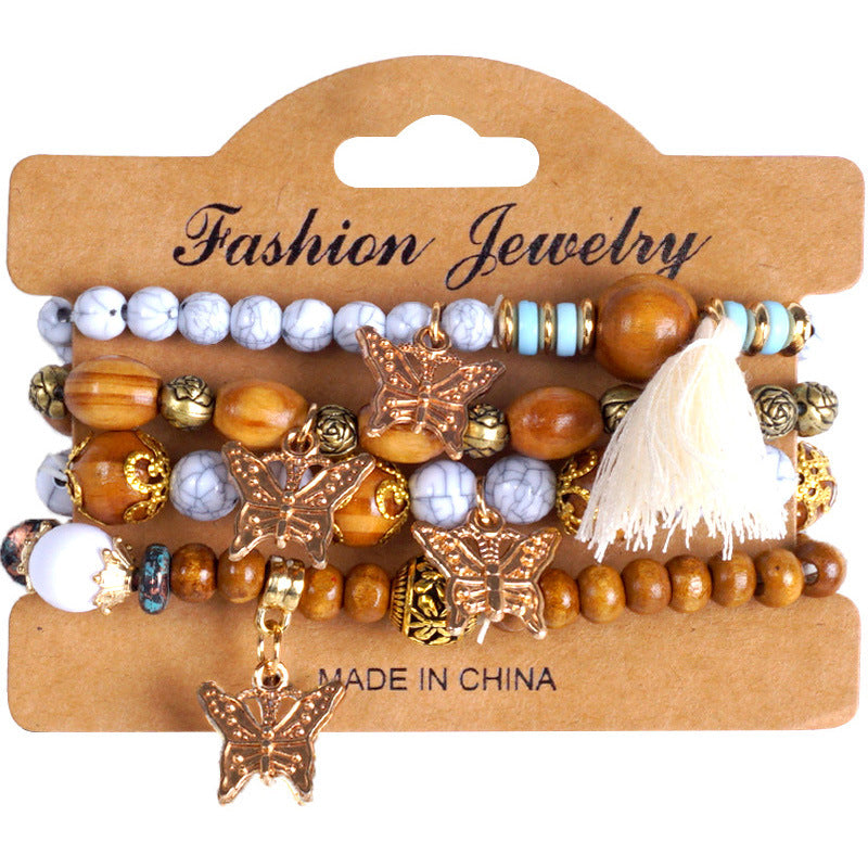 European and American Cross-Border Hot-Selling New Bohemian Bracelets Creative Tassel Multi-Layer Beaded Bracelets Fashion Jewelry