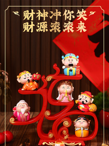 Fuxing Linmen God of Wealth Decoration Office Home Living Room Decorations Hallway Opening Housewarming Gift