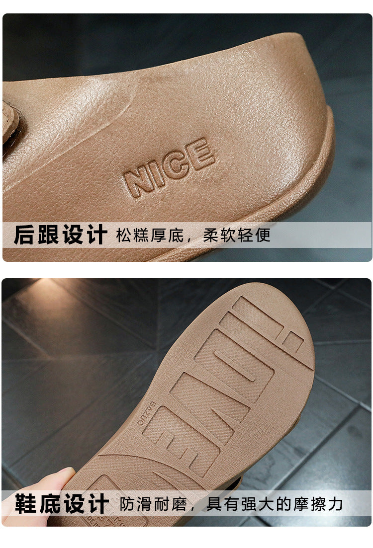 Flip-flops Women's 2024 New Elevated Beach Fashionable All-match Summer Outer Wear Comfortable Non-slip Clip Wedge Slippers
