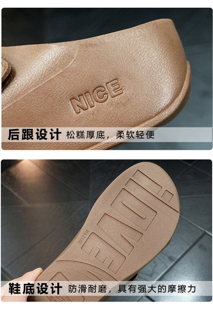 Flip-flops Women's 2024 New Elevated Beach Fashionable All-match Summer Outer Wear Comfortable Non-slip Clip Wedge Slippers