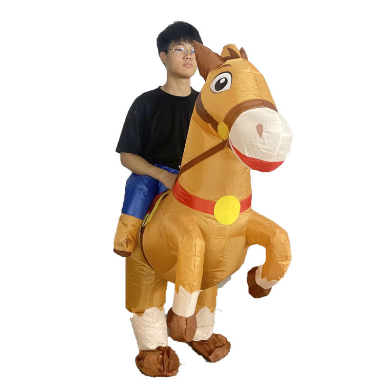 Cross-Border Trade Halloween Costume Party Props Riding Animal Cute Horse Inflatable Costume Theme Party