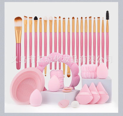 Cross-border explosions makeup brush suit 33-piece set beauty egg powder puff super soft eye shadow brush foundation brush beauty wholesale
