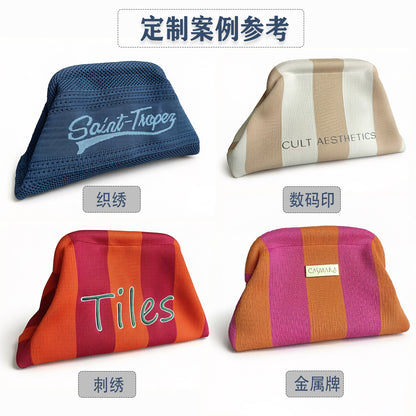 Cross-Border Dropshipping Knitted Bag Striped Clutch Bag for Women Fly-Knit Cloud Versatile Stylish Portable Makeup Bag Large Capacity
