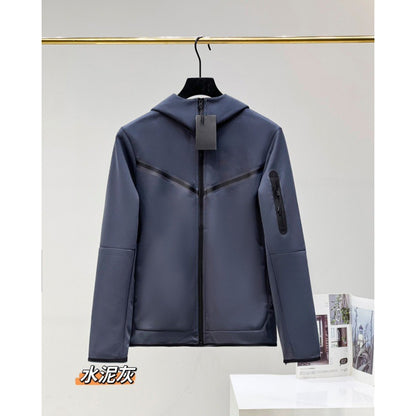 2024 Spring and Autumn Casual Sports Cotton Air Layer Hooded Zipper Cardigan Men's Jacket 490 Coat