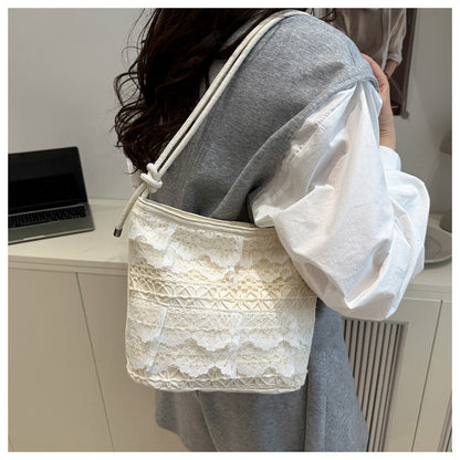 High-Looking and Large-Capacity Women's Small Square Bag 2025 Summer New Fashion Cute Lace Armpit Bag Commuter Shoulder Bag