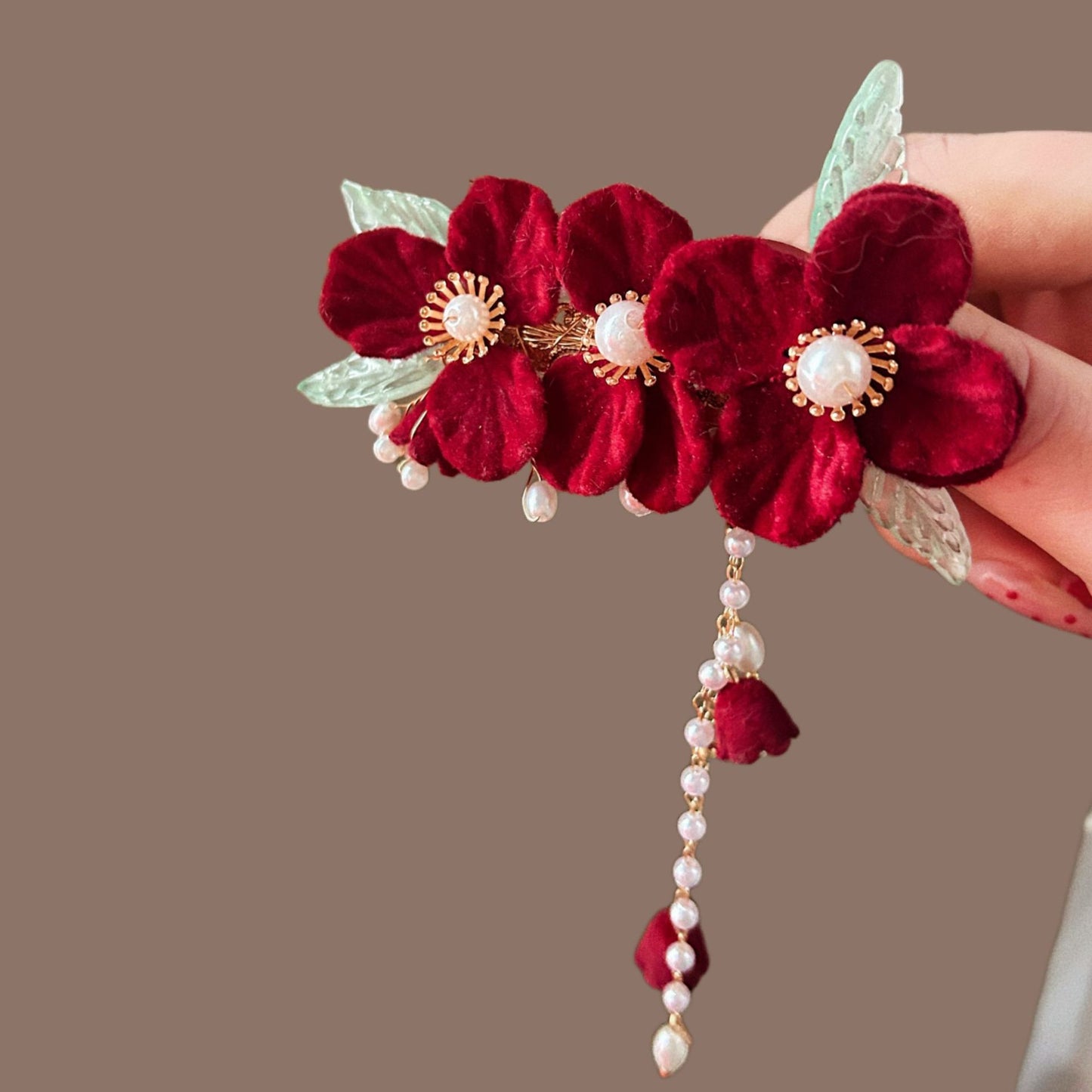 Antique Style Burned Blue Cloud Pearl Hairpin New Chinese Tassel Side Clip Advanced Sense Clip Hair Accessories Headwear Hair Clip