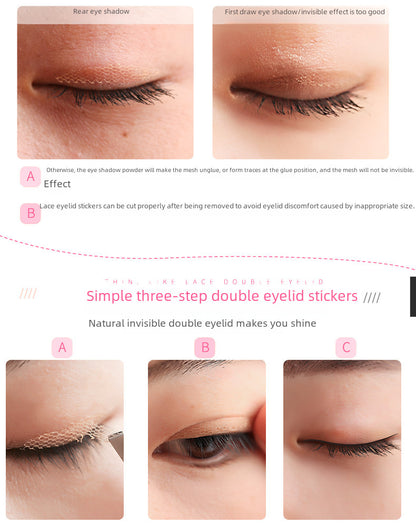 Magic Beauty Lace Double Eyelid Sticker Natural Invisible Traceless Beauty Sticker Mesh Olive-Shaped Eyelid Sticker