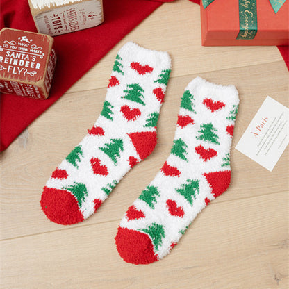 Coral fleece Christmas socks autumn and winter thick tube socks New Year gift socks cartoon Christmas socks cross-border wholesale