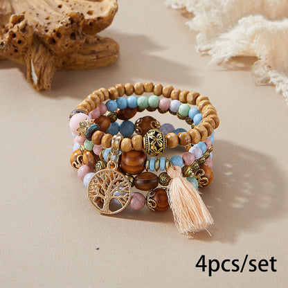 European and American Cross-Border Hot-Selling New Bohemian Bracelets Creative Tassel Multi-Layer Beaded Bracelets Fashion Jewelry
