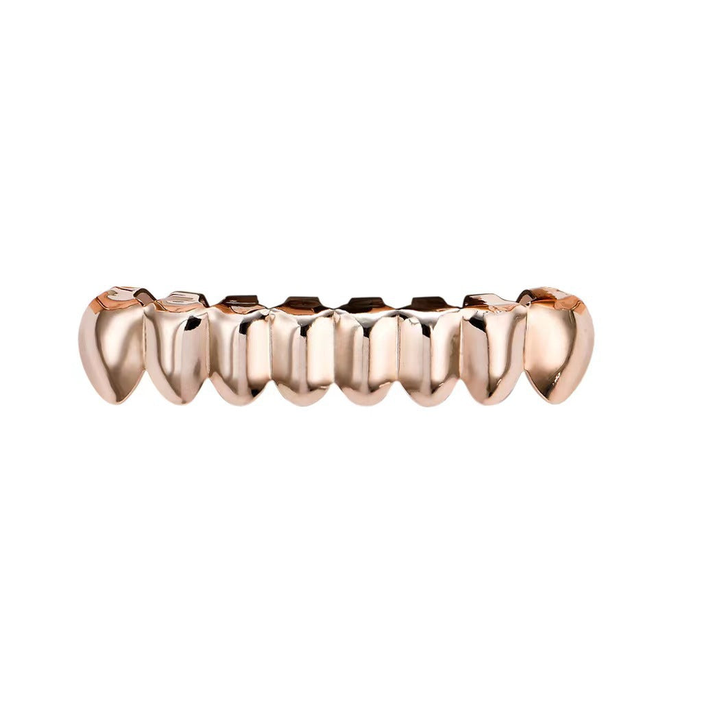 European and American Hot Selling Hiphop Hip-Hop Gold Braces Upper Teeth 8 Lower Teeth 8 Teeth Braces Cross-Border Glossy Braces