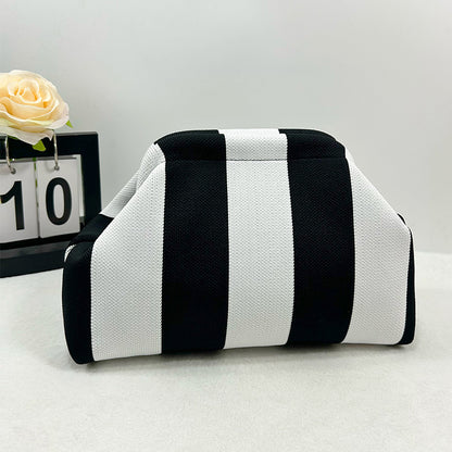 Cross-Border Dropshipping Knitted Bag Striped Clutch Bag for Women Fly-Knit Cloud Versatile Stylish Portable Makeup Bag Large Capacity